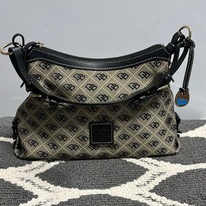 Dooney & Bourke Black and Beige Signature Shoulder Bag